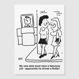 Der Mensch fährt einen Roller Funny Cartoon Magnet