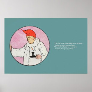 Der Mensch im Mond Gänse Kinderzimmer Rhyme Poster