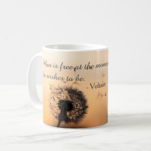 Der Mensch ist frei Voltaire Zitat Kaffeetasse