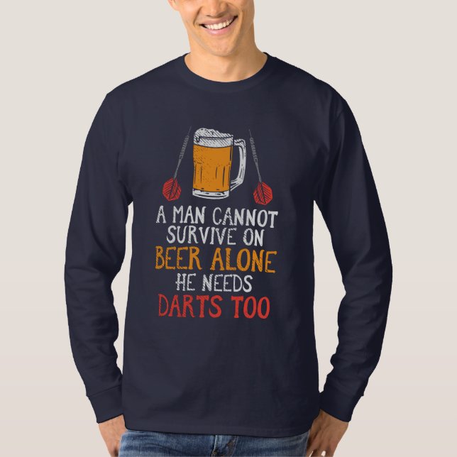 Der Mensch kann nicht allein auf Bier überleben T-Shirt (Vorderseite)