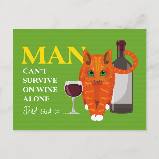 Der Mensch kann nicht allein mit Wein überleben Po Postkarte (Vorderseite)