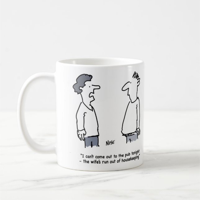 Der Mensch kann nicht zum Pub gehen, da die Ehefra Kaffeetasse (Links)