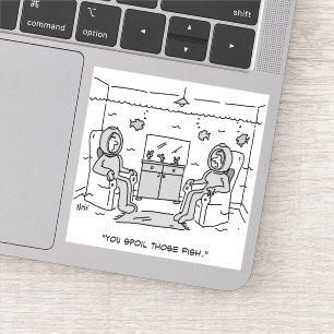 Der Mensch verdirbt seinen tropischen Fisch Aufkleber