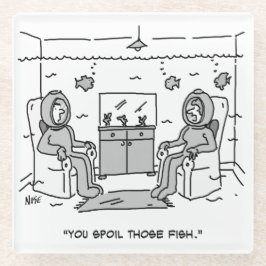 Der Mensch verwöhnt seinen tropischen Fisch - Der Glasuntersetzer