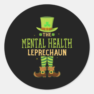Der Mental Health Leprechaun Fun Matching St Patri Runder Aufkleber