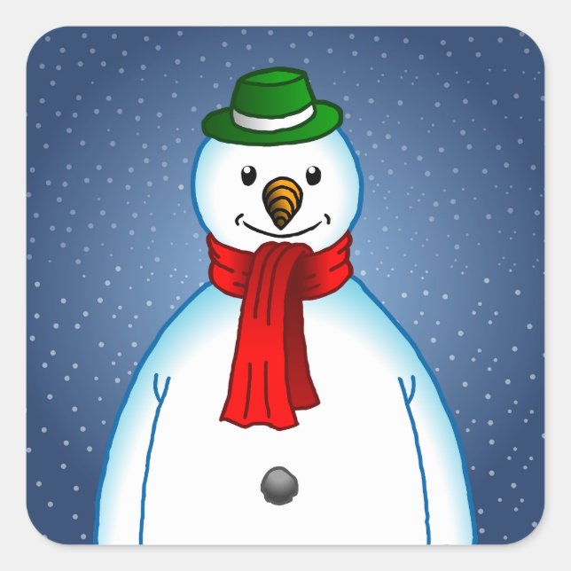 Der Merry Snowman auf einem Square Sticker (Vorderseite)