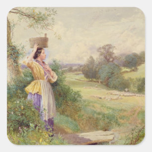 Der Milkmaid, 1860 Quadratischer Aufkleber