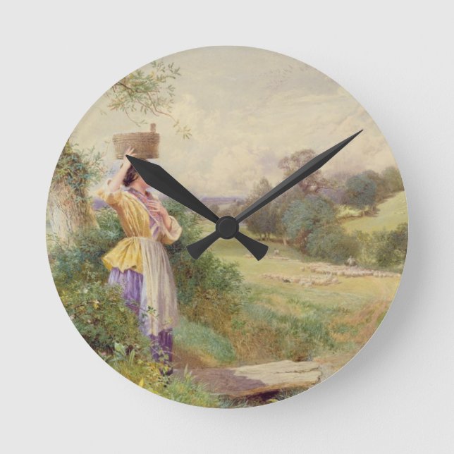 Der Milkmaid, 1860 Runde Wanduhr (Vorderseite)