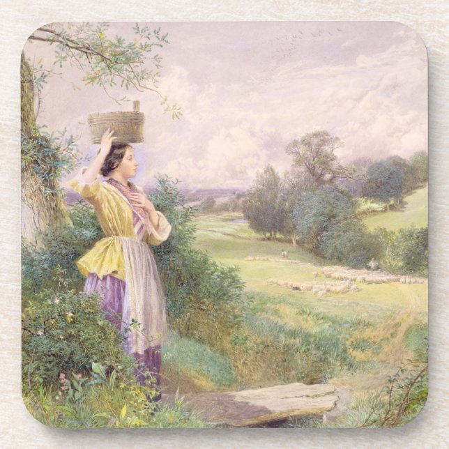 Der Milkmaid, 1860 (w/c auf Papier) Getränkeuntersetzer (Vorderseite)