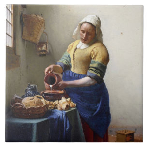 Der Milkmaid, c.1658-60 (Öl auf Leinwand) Fliese