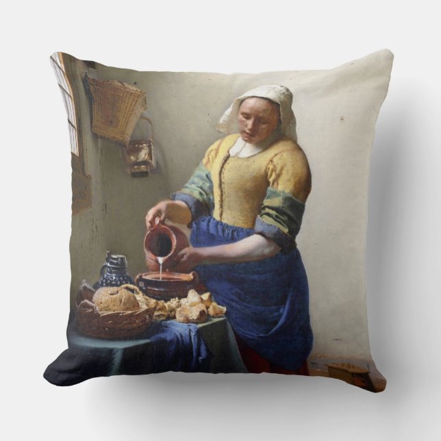 Der Milkmaid, c.1658-60 (Öl auf Leinwand) Kissen (Vorderseite)