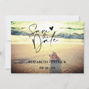Der minimalistische, tropische Strand Save The Date