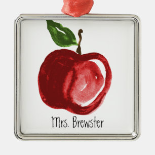 Der mit Monogramm Name roten Apple-Lehrers Ornament Aus Metall