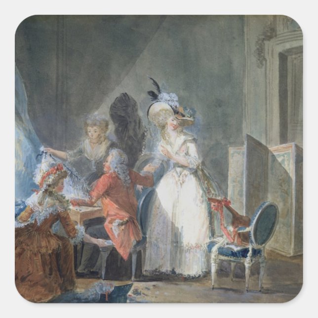 Der Mode-Verkäufer Quadratischer Aufkleber (Vorderseite)