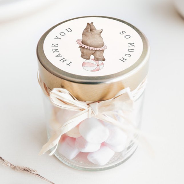 Der moderne Bärenzirkus der Kinder | Mädchen Gebur Runder Aufkleber (Von Creator hochgeladen)