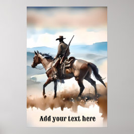 Der moderne Cowboy reiten beim Pferd Poster