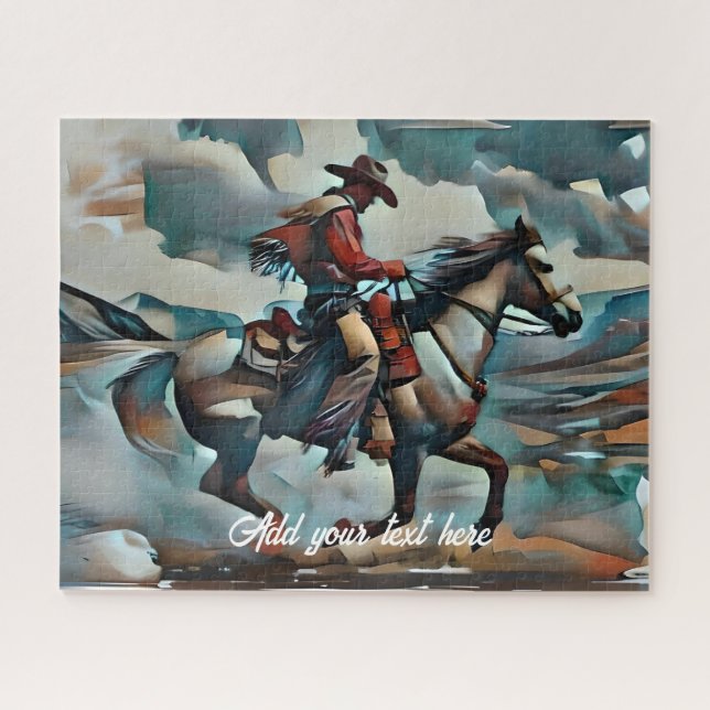 Der moderne Cowboy reiten beim Pferd Puzzle (Horizontal)