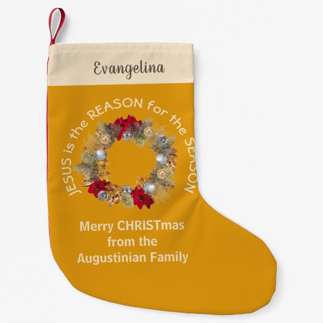 Der moderne Gelbe JESUS IST DER GRUND Kleiner Weihnachtsstrumpf (Vorderseite)