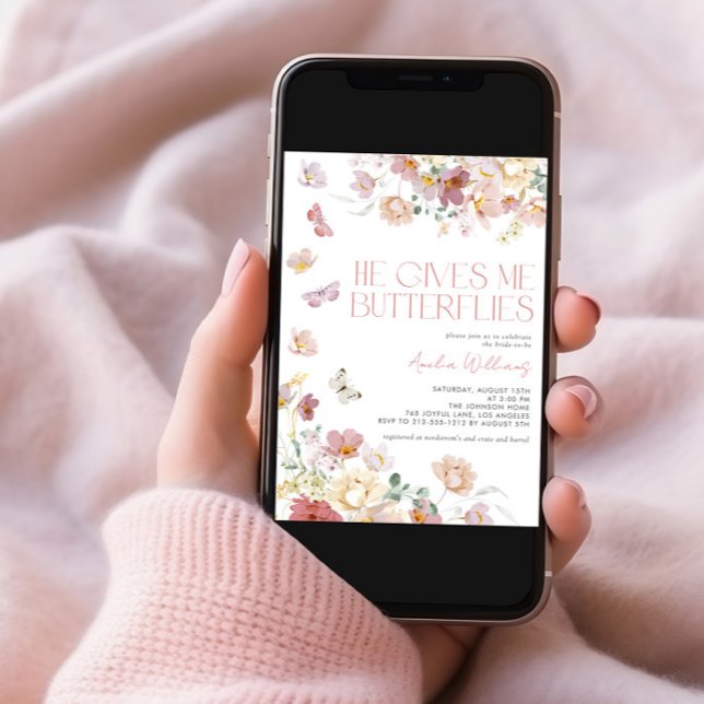 Der Moderne gibt mir Schmetterlinge pinkes Brautpa Einladung (Von Creator hochgeladen)