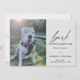 Der moderne Hund bellt die Hairy Angles Sing Foto Feiertagskarte