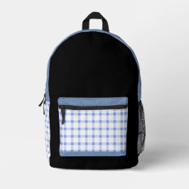 Der moderne Klassiker — Blau-Weiß-Gingham Bedruckter Rucksack