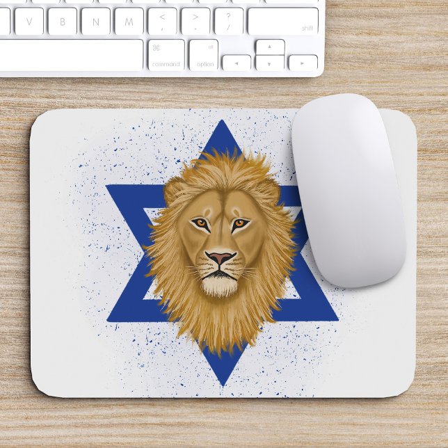 Der moderne Löwe von Juda . Davidstern Mousepad (Von Creator hochgeladen)