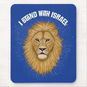Der moderne Löwe von Juda steht mit Israel. Blau Mousepad