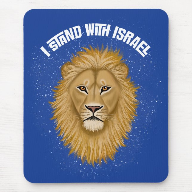 Der moderne Löwe von Juda steht mit Israel. Blau Mousepad (Vorne)