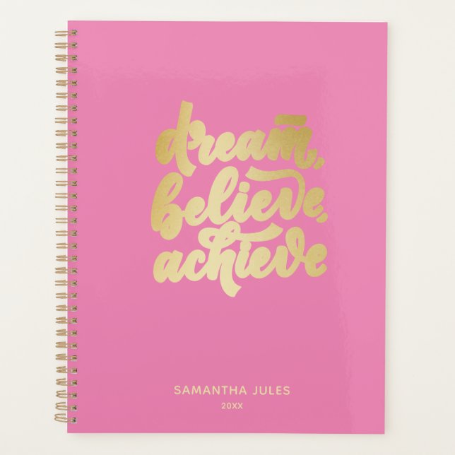 Der moderne rosa Traum soll Motivierend werden Planer (Vorderseite)