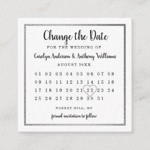 Der moderne Silver Foil Kalender ändert das Datum Begleitkarte