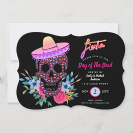 Der moderne Tag der toten Fiesta lädt in rosa Schw Einladung