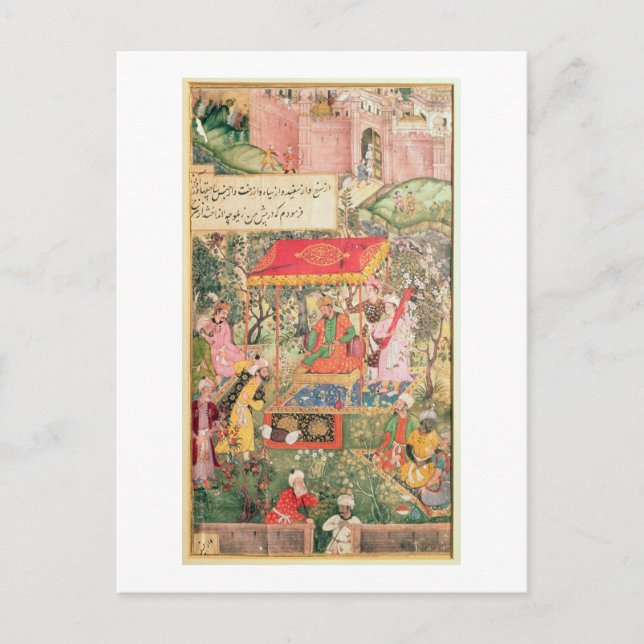 Der Mogul Kaiser Babur empfängt die Gesandten Uzbe Postkarte (Vorderseite)