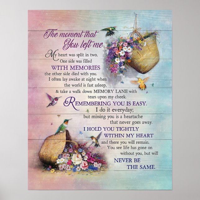 Der Moment, in dem du mich Hummingbird Links hast Poster (Vorne)