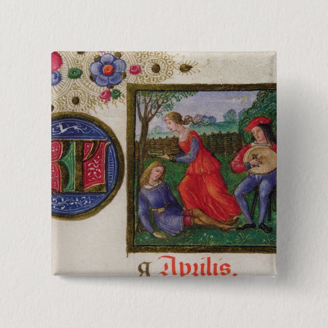 Der Monat April: In den Wiesen Button (Vorderseite)