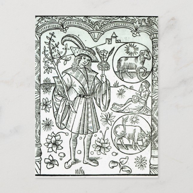Der Monat April mit astrologischen Sonnenstrahlen Postkarte (Vorderseite)