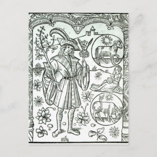 Der Monat April mit astrologischen Sonnenstrahlen Postkarte