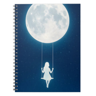 Der Mond, die Schaukel und das Mädchen Notizblock