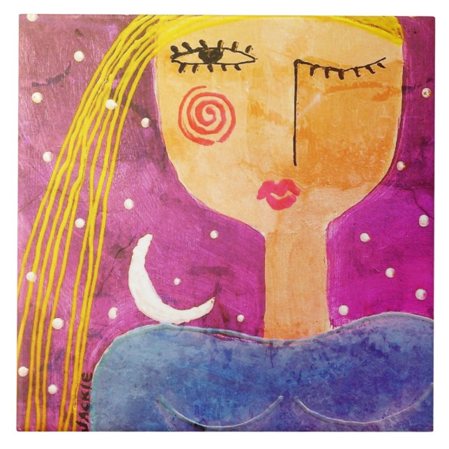 Der Mond erzählte mir Abstrakte Kunst Fliese (Vorderseite)