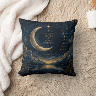 Der Mond führt Himmelsmond & Sternen Kunst Kissen