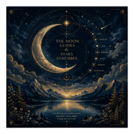 Der Mond führt | Himmlische Mond- und Sternenkunst Poster