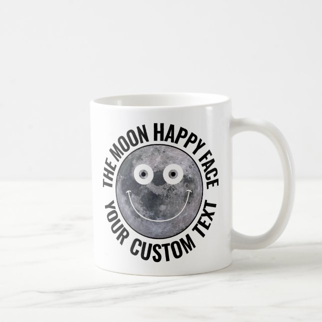 Der Mond Glückliches Gesicht Personalisierter Groß Kaffeetasse (Rechts)