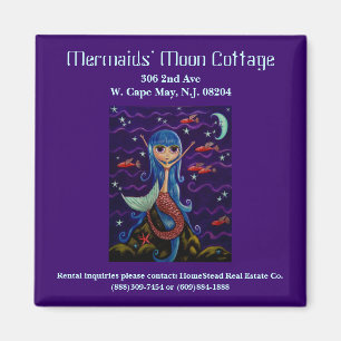 Der Mond-Hütten-Geschäfts-Karte der Meerjungfrau Magnet