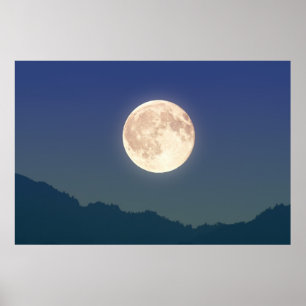 Der Mond in der nächtlichen Himmel Poster