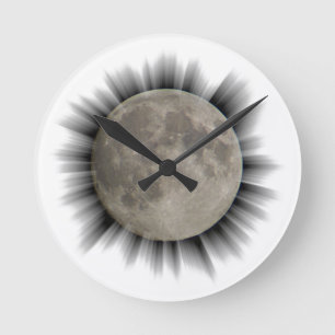 Der Mond, la lune, la luna, der Mond Runde Wanduhr
