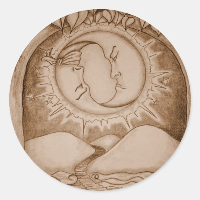 Der Mond Runder Aufkleber (Vorderseite)