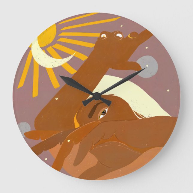 Der Mond tanzt mit mir Große Wanduhr (Vorderseite)