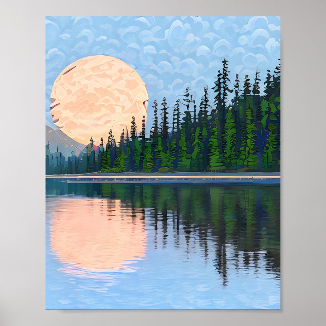 Der Mond über einem See Poster (Vorne)