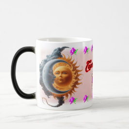 Der Mond und die Sonne auf einem Keramik-Kaffeebec Verwandlungstasse