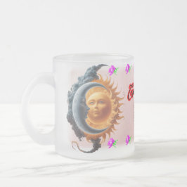 Der Mond und die Sonne verliebt auf einer Mattglastasse