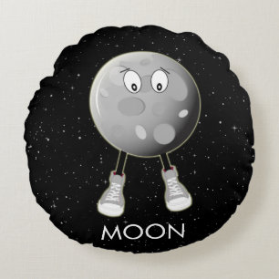 Der Mond und die Sterne im All Rundes Kissen